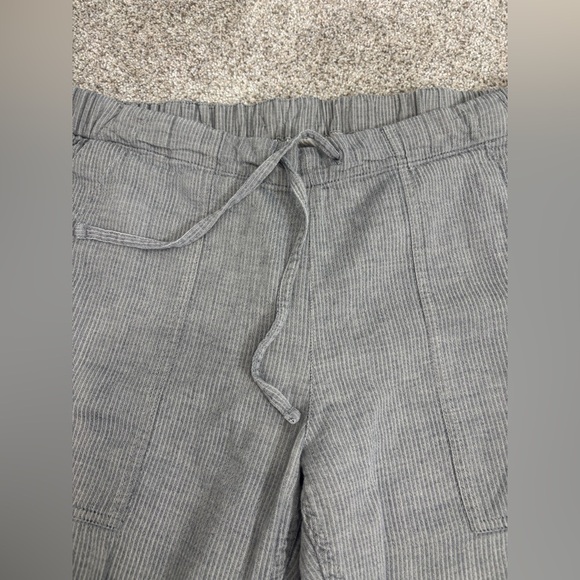 Prana Soledad Striped Pebble Grey Lightweight Pull On Drawstring Pants Large - Picture 8 of 11